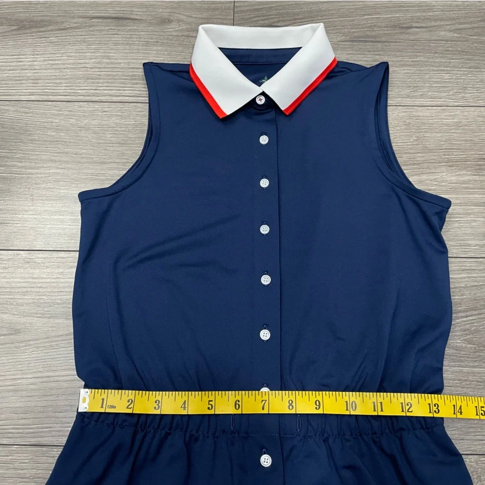Tuckernuck Sport Navy Sleeveless Polo Preppy Alcott‎ Golf Dress Size L FLAW READ